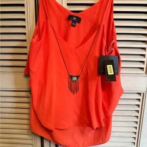 I.N. San Francisco Orange Asymmetrical Tank Top